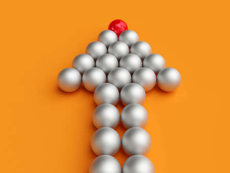 Illustration of leader leads the team forward. Business concepts. 3d renderingの写真素材