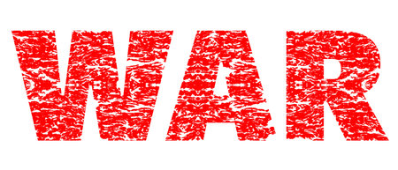 Red word WAR sign in vintage isolated. concept world