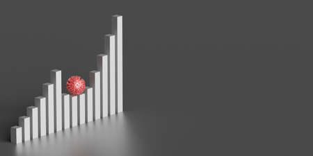 Graph of success and bankruptcy in coronavirus with blank background. Failure and recession from covid-19. 3d renderingの写真素材