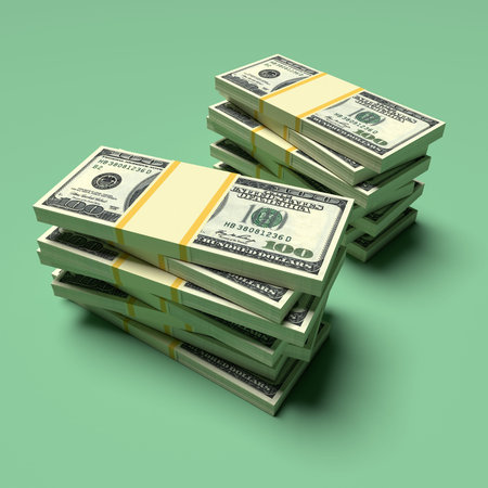 Big money stacks from dollars. dollar finance conceptual. 3d rendering