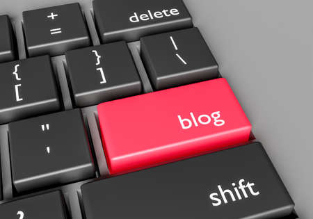 word blog on keyboard. blogging concept. illustration for web blogger. 3d renderingの写真素材