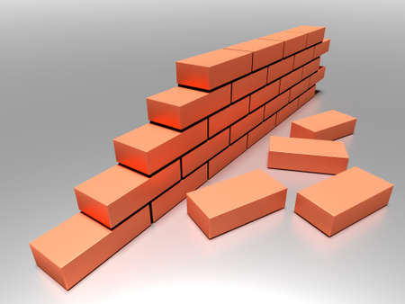 Brick wall. Construction building industry concept. 3d renderingの写真素材