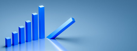 Business and failure concept. Bankrupt graph with recession and blank background. 3d rendering