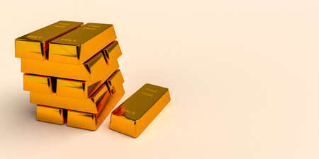Background from gold bank bullions with blank background. business and finance concept. 3d renderingの写真素材