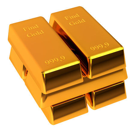 Illustration of gold bank bullions. business and finance concept. Isolated on white. png transparentの写真素材