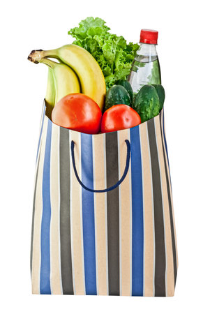 Shopping bag with food from supermarket. png transparentの写真素材