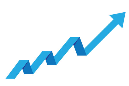 Graph with increase report. Diagram with rise and gain progress. Vector illustrationのイラスト素材