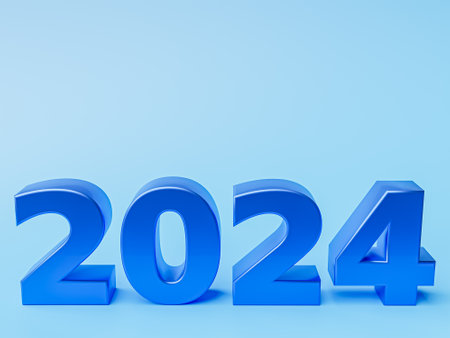 2024 new year concept. Empty blue space for text on background. Celebrate the future. 3d renderingの写真素材
