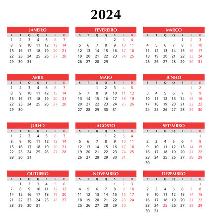 2024 portuguese calendar. Simple vector template illustration for Portugal. Vertical. Plan your yearのイラスト素材