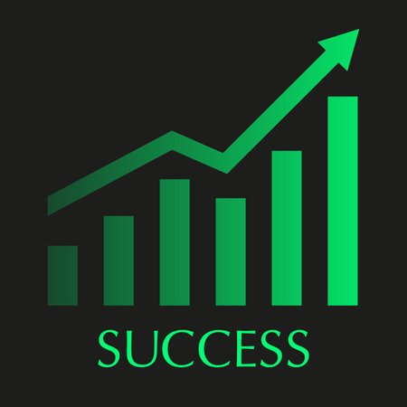 Graph with increase growth report. Success diagram with rise and gain progress. Vector illustration