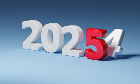 New year 2025 holiday concept. The number 2025 near old 2024