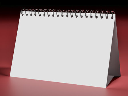 Clean white calendar mockup for design use. With blank empty backgroundの写真素材