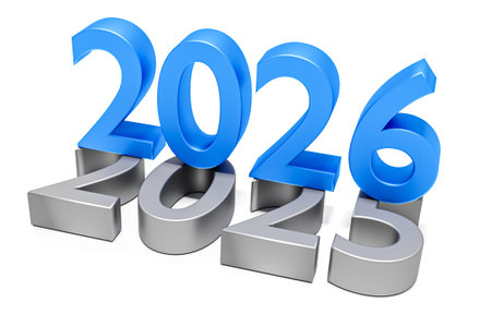 New year 2026 replacing old 2025 isolated on white holiday concept