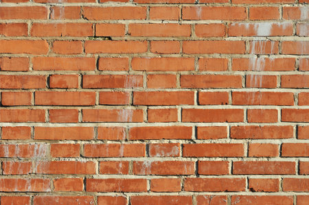 Weathered aged red brickwork wall vintage background