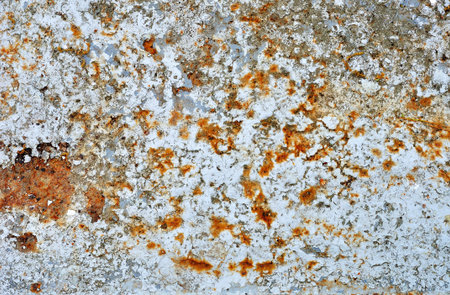 Obsolete textured cracked rusty painted metal surface background
