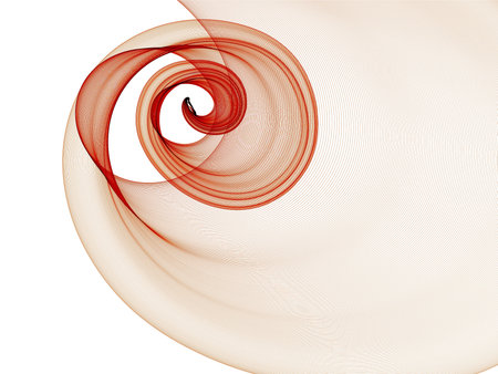 Abstract generated graphic red spiral shiny pattern ornate over white