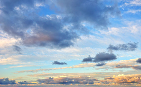 Wonderful clouds against blue sky beautiful sunrise light