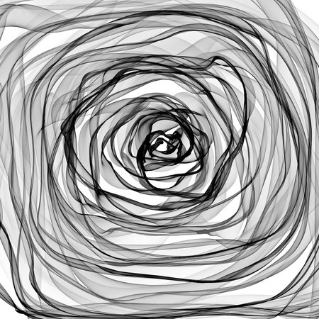 Abstract generated graphic black spiral pattern ornate over white