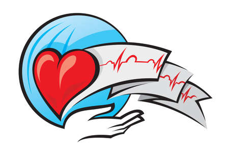 heart and electrocardiogramのイラスト素材