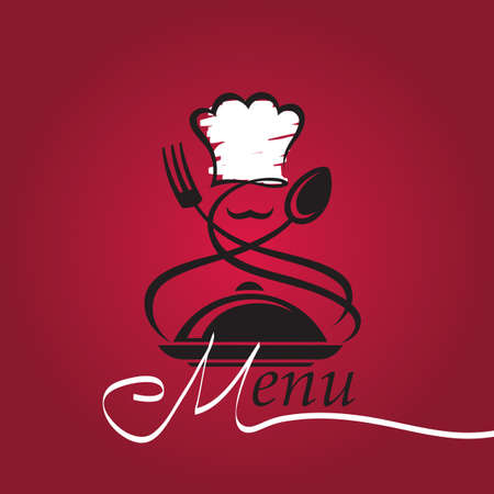 chef hat with spoon and forkのイラスト素材
