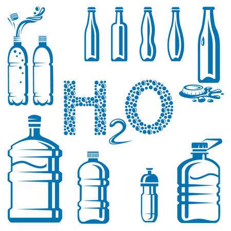 set of different water bottlesのイラスト素材