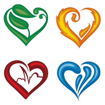 set of four different icons of heartsのイラスト素材