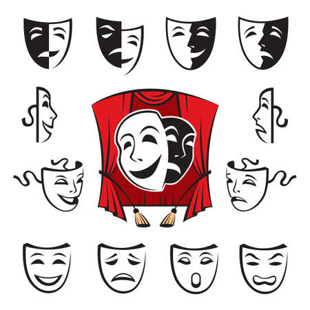 set of theatrical masksのイラスト素材