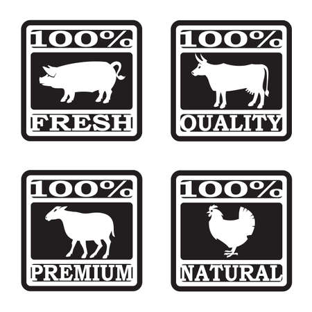 set of butcher shop labelsのイラスト素材