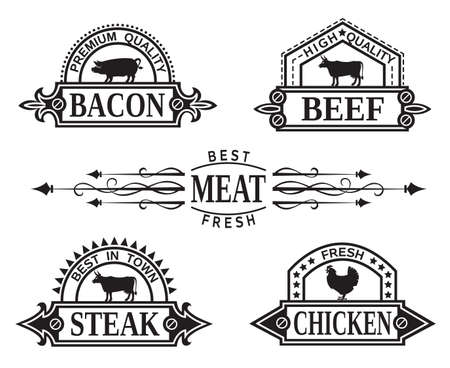 collection of grill labelsのイラスト素材