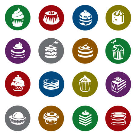 collection of cakes and cupcakes iconsのイラスト素材