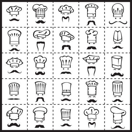 mustachioed chefs setのイラスト素材