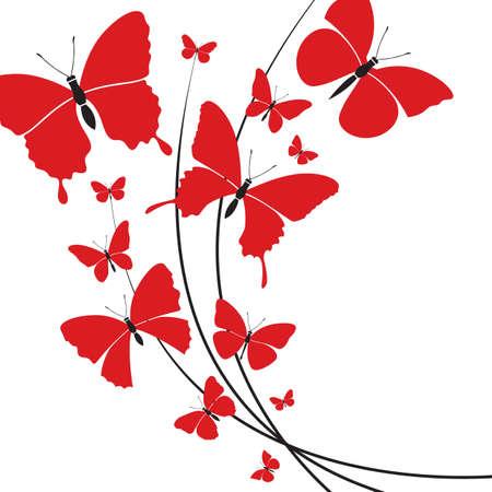 design of different red butterfliesのイラスト素材