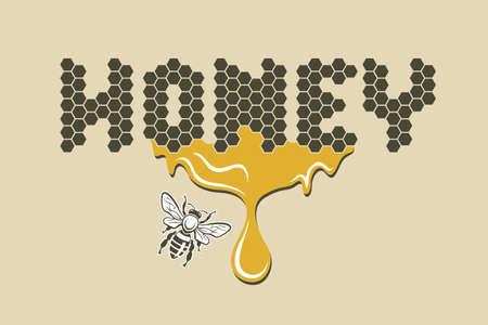design with bee and of honeycombのイラスト素材