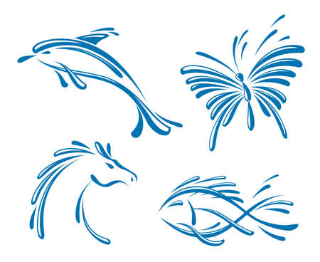 waters icons set in the form of animalsのイラスト素材