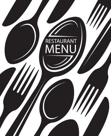 restaurant menu design with knife, fork and spoonのイラスト素材