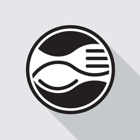 monochrome icon with fork and spoonのイラスト素材