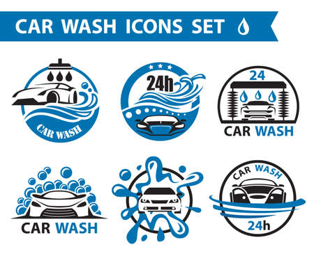 set of six car wash iconsのイラスト素材