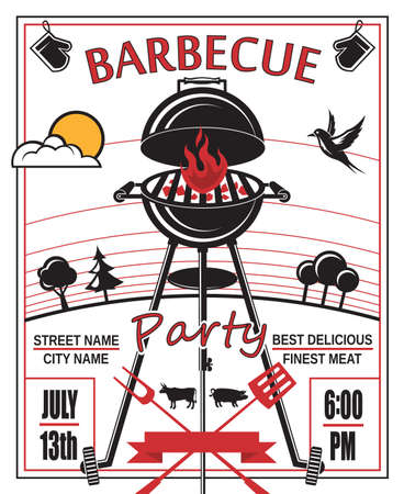 design of invitation card on barbecue partyのイラスト素材