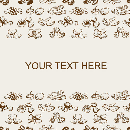 background of nuts pattern with textのイラスト素材
