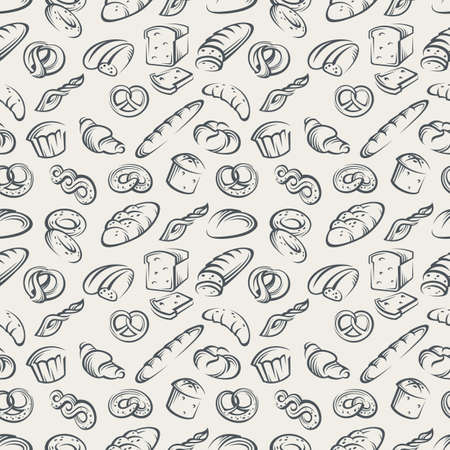 illustration of seamless background with breadのイラスト素材