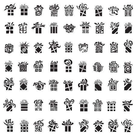 collection of monochrome different gift boxesのイラスト素材