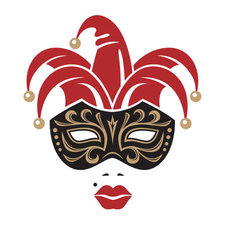 woman on carnival mask with bellsのイラスト素材