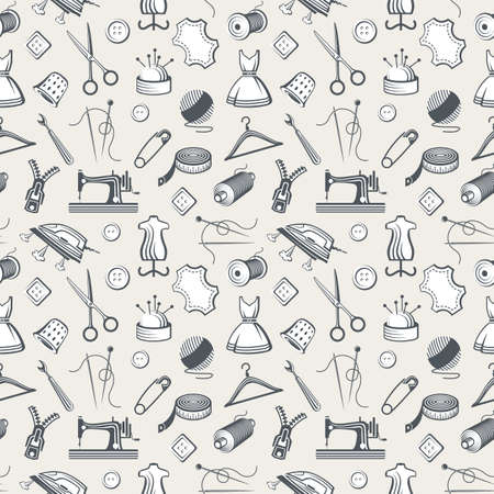 seamless pattern with sewingのイラスト素材