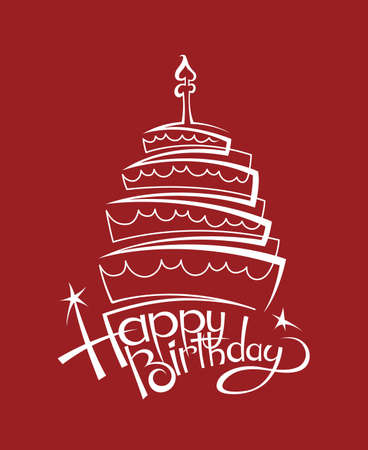 Design Of Birthday Cake On Red Background Royalty Free Vector Graphics