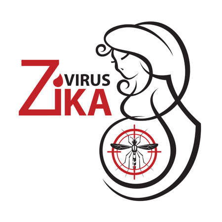 image of Zika virus alert with pregnant womanのイラスト素材