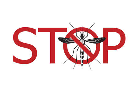 image of Zika virus alert with mosquito prohibited signのイラスト素材