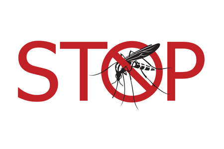image of Zika virus alert with mosquito prohibited signのイラスト素材