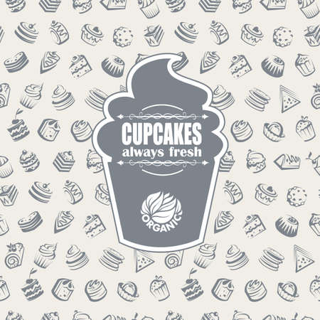 seamless background with cakes and cupcakesのイラスト素材