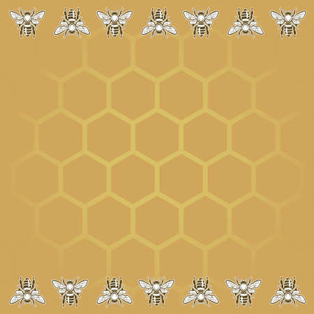 background with bees and honeycombのイラスト素材