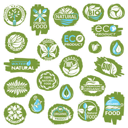 collection of natural organic product iconsのイラスト素材